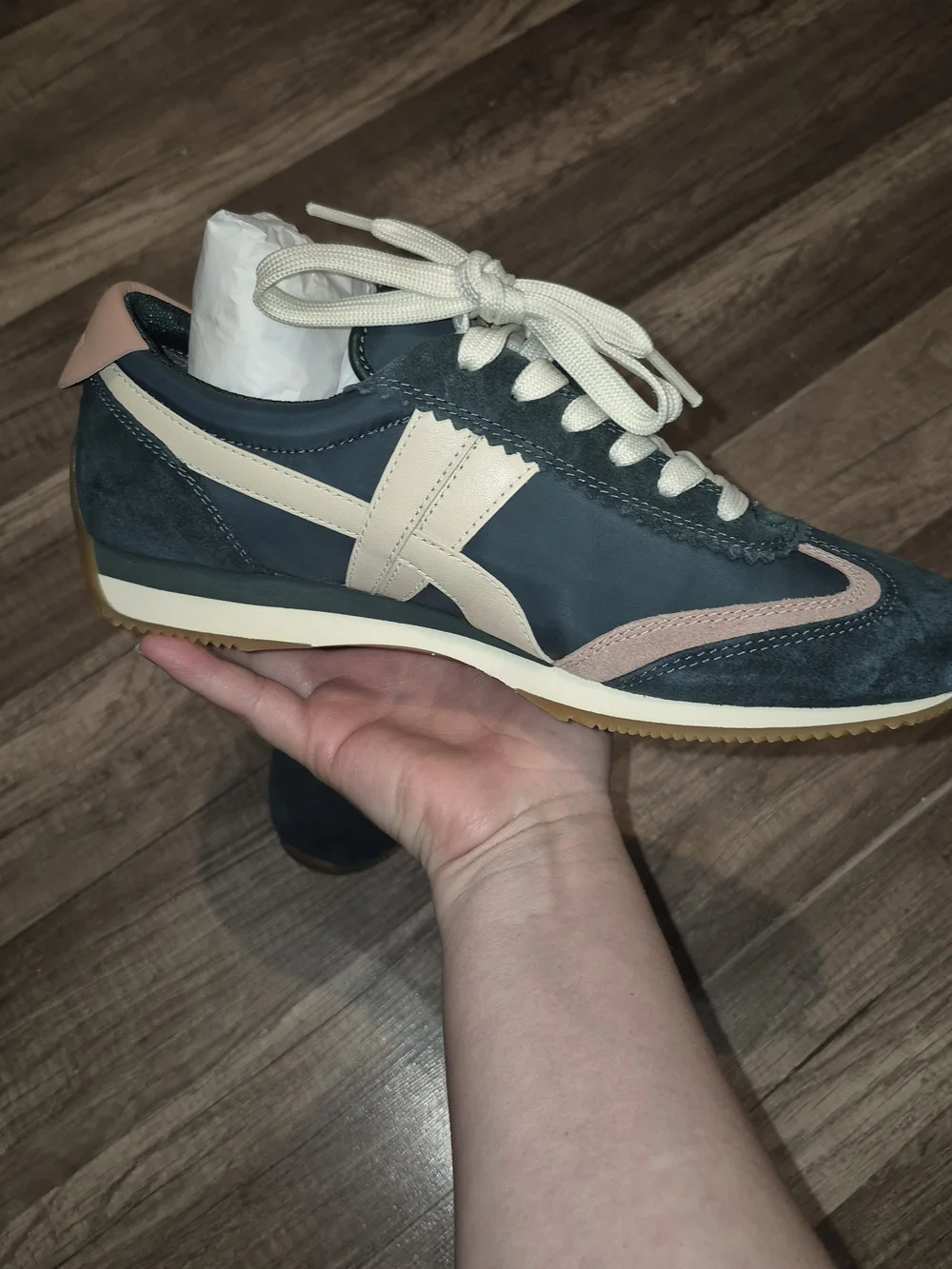 Tory Burch Teal Suede Sneakers with Pink Accents